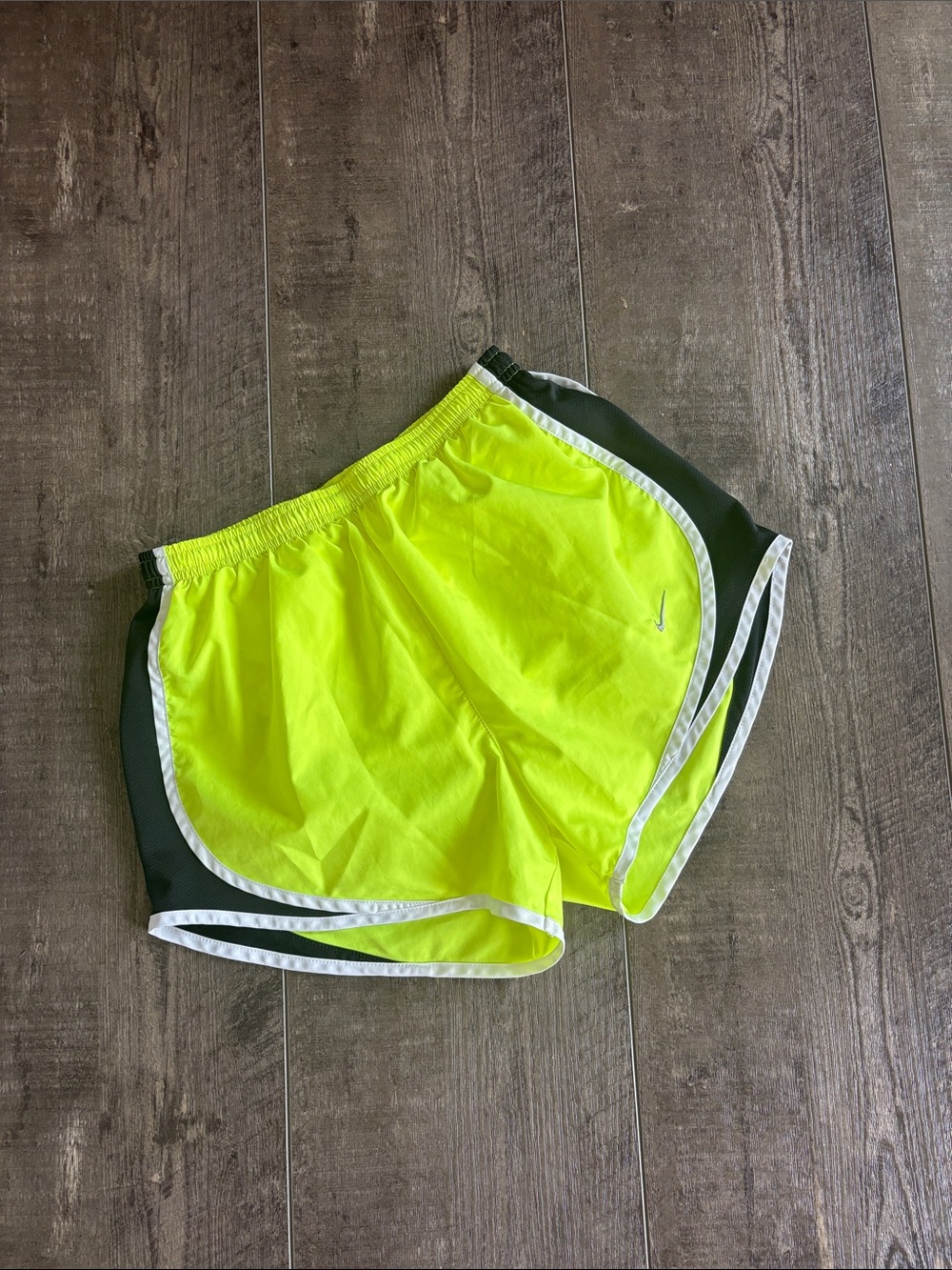 Nike Neon Yellow Black Athletic Running Shorts
